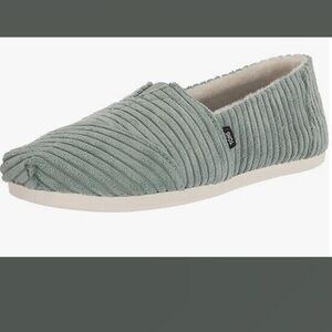 Toms Pair of Womens Alpargata Dark Ivy Wide Wale Cord Faux Fur Shoes New In Box